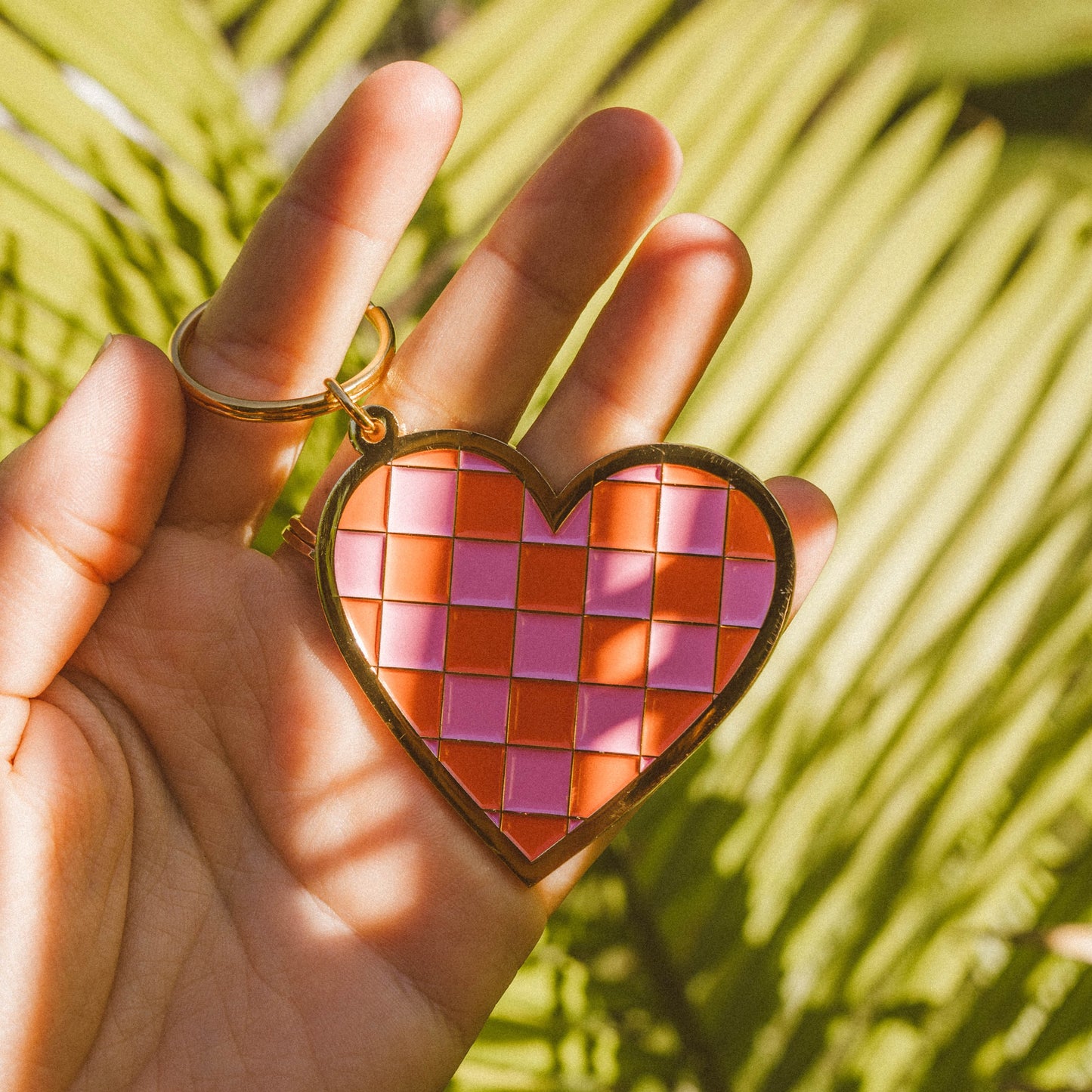 Checkered Heart Keychain