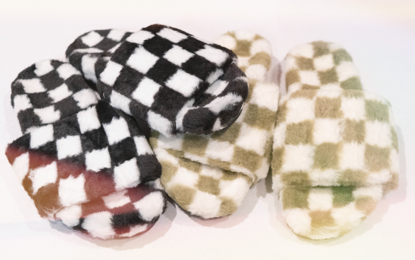 Checkered Fuzzy Slippers