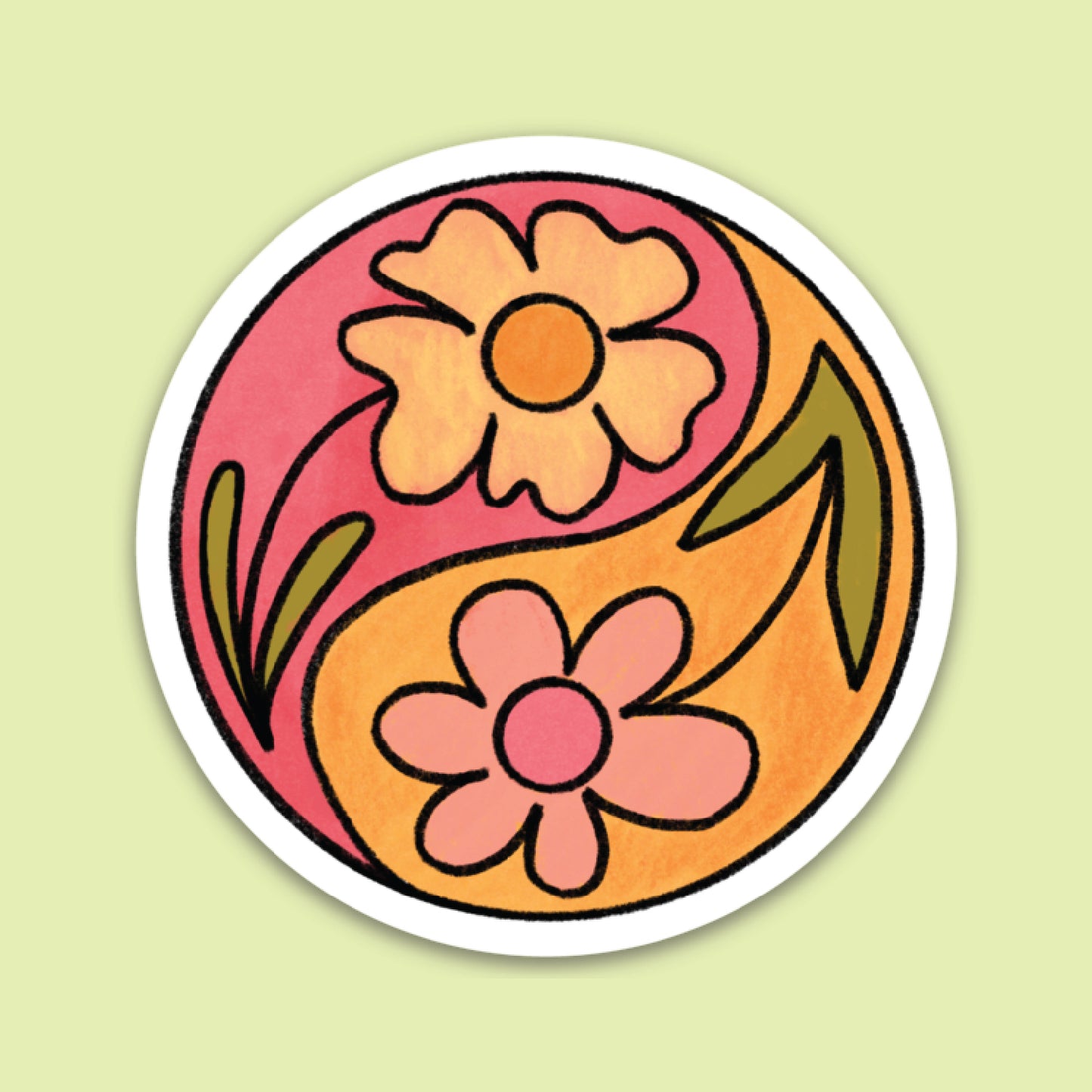 Yin Yang Floral Sticker